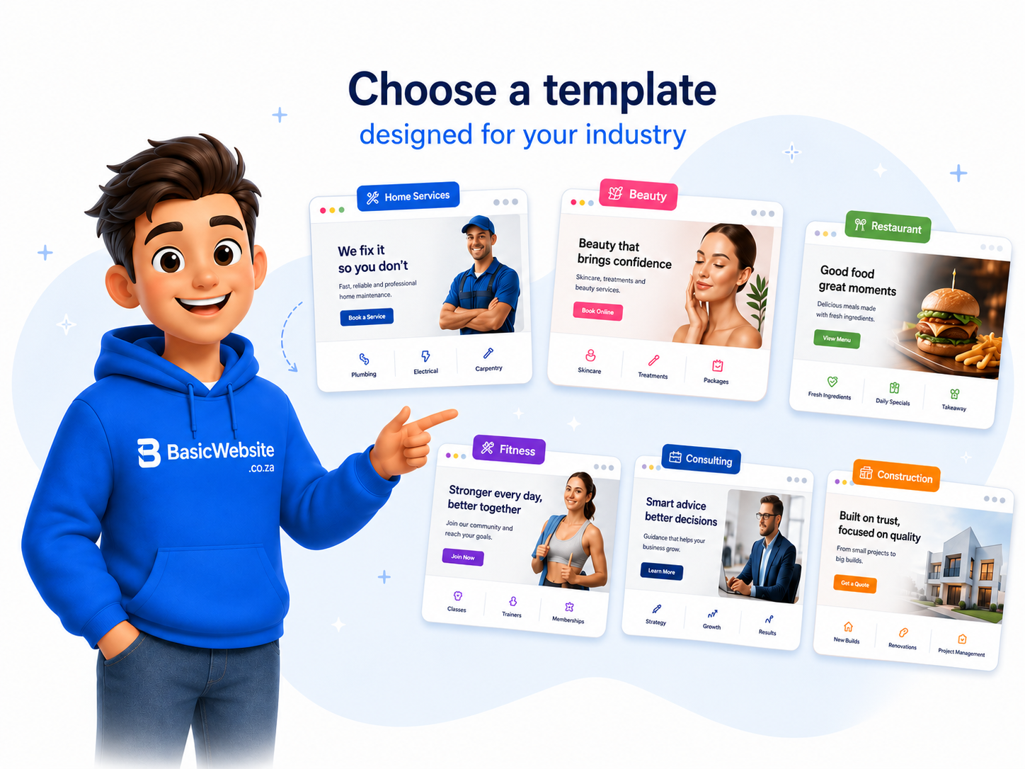 Choose a website template designed for your industry