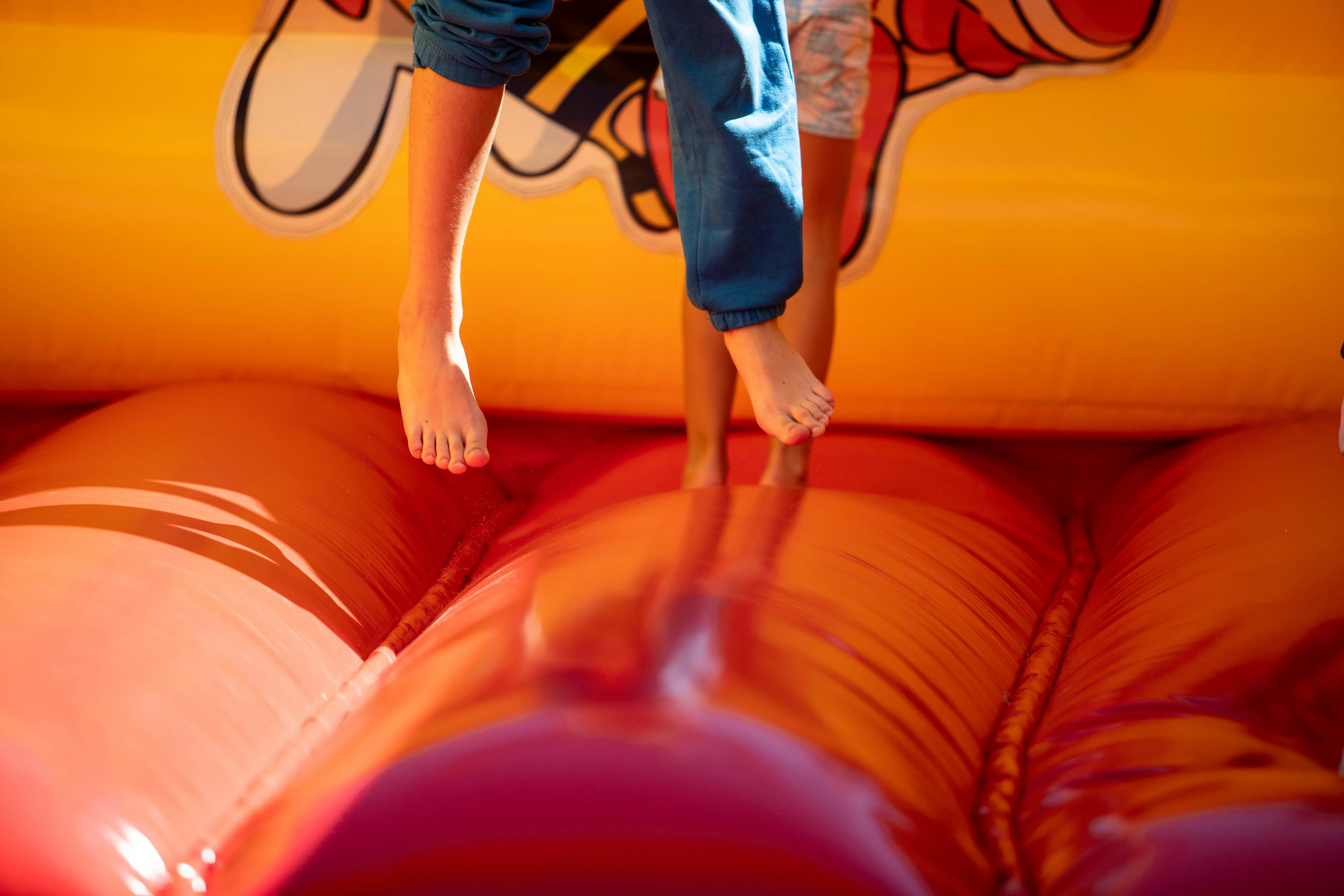 Colourful jumping castle setup for a kids party
