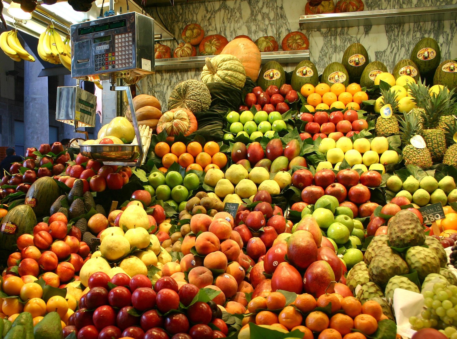Fresh vegetables and fruit at a local produce market