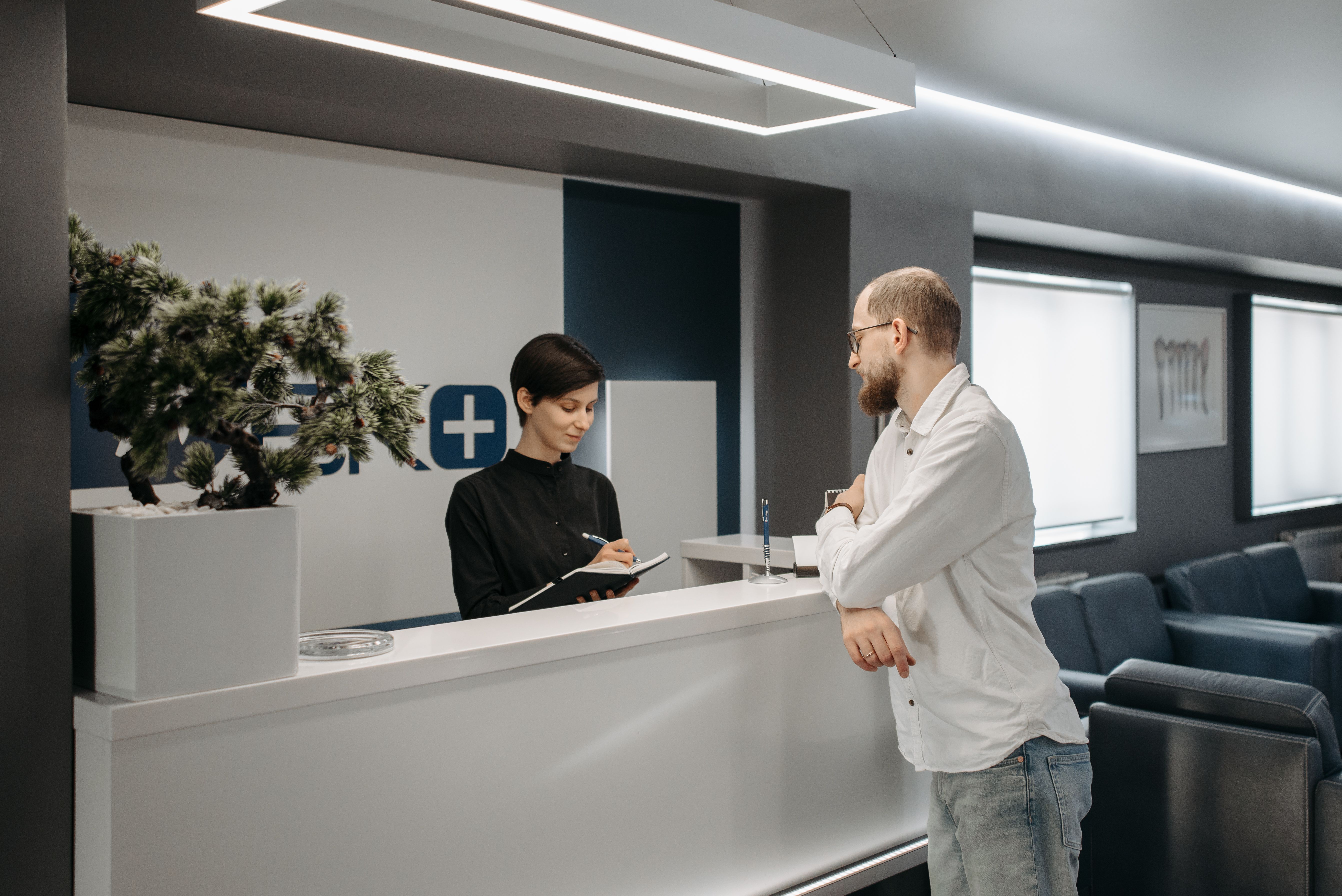 Calm and professional healthcare clinic reception area