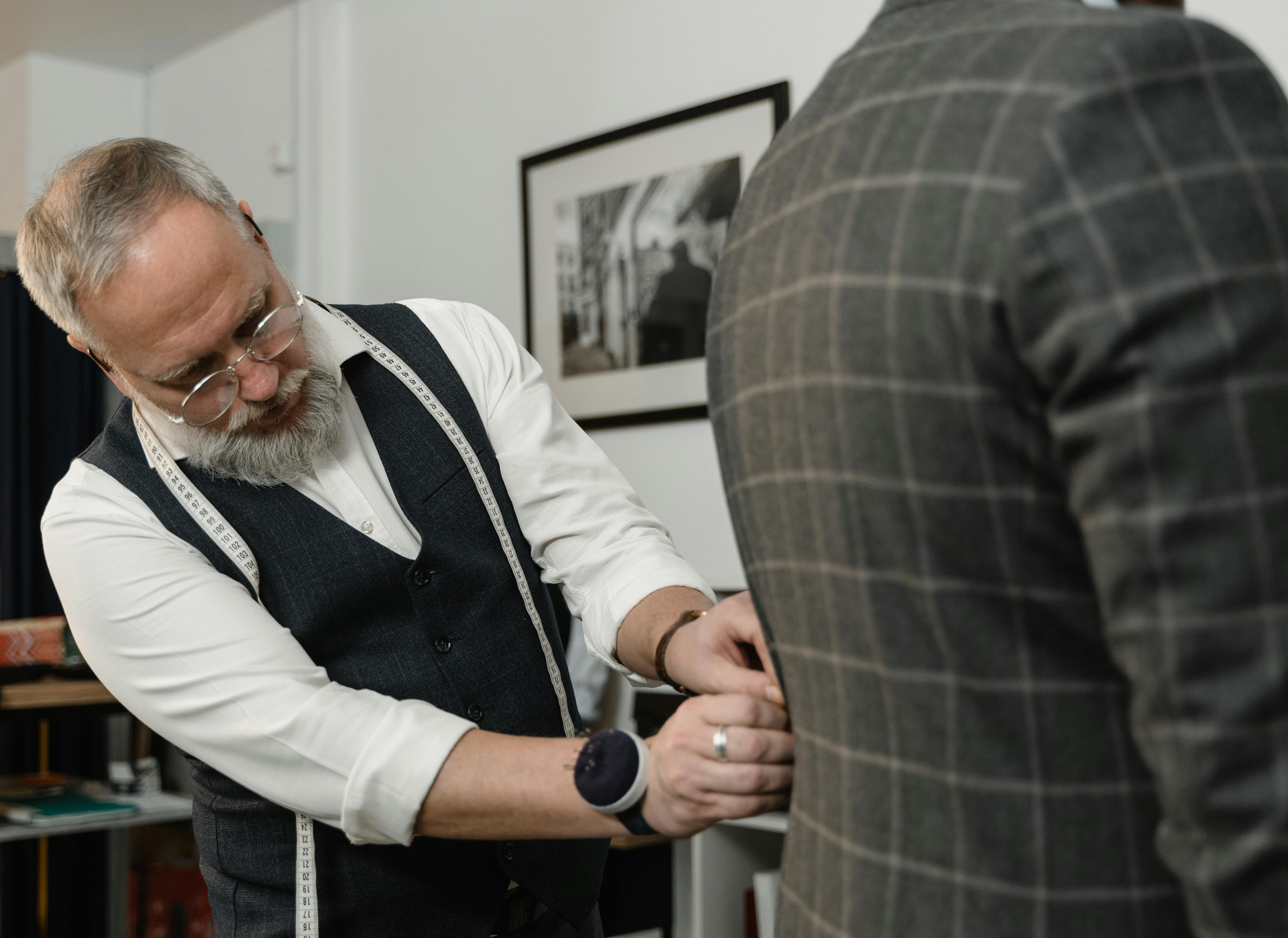 Close-up of tailoring and clothing alteration work