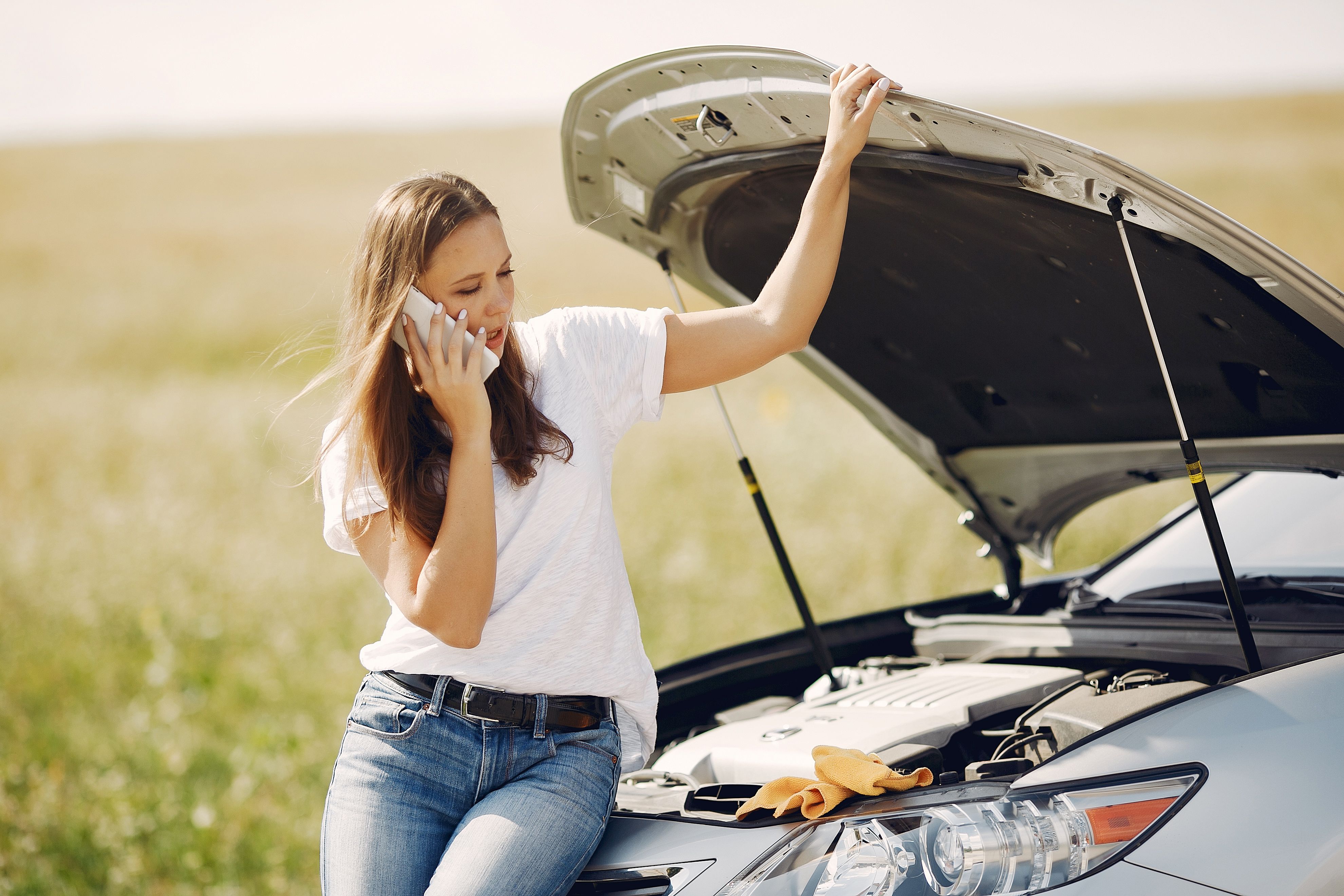 Roadside assistance vehicle helping a driver